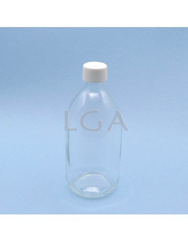 Flacon verre rond PP28 blanc 500ml