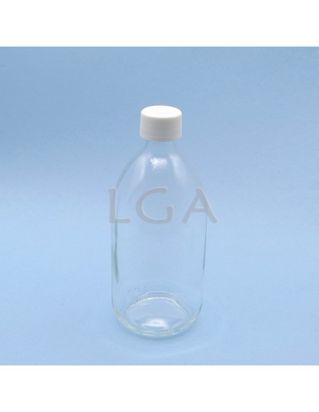 Flacon verre rond PP28 blanc 500ml