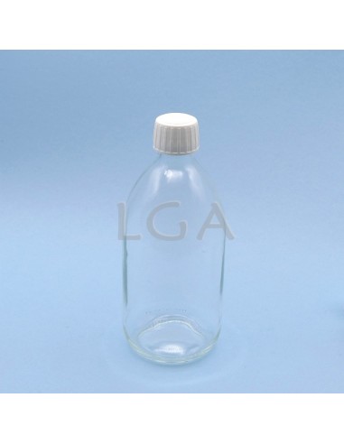 Flacon verre rond PP28 blanc 500ml