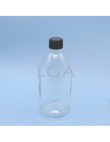 Flacon verre rond PP28 blanc 500ml