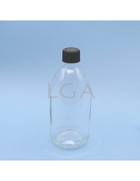 Rundes Fläschchen aus weißes Glas- ØPP28 500ml