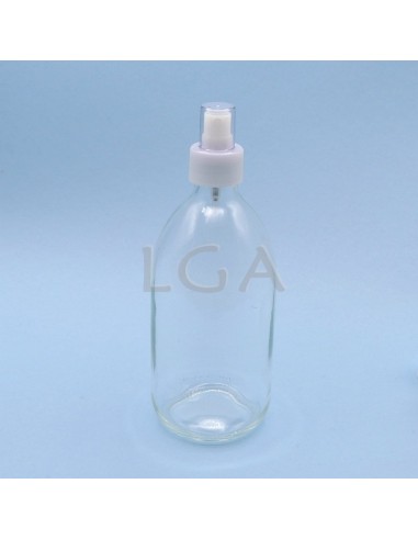 Flacon verre rond PP28 blanc 500ml