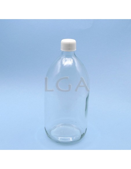 White glass round bottle ØPP28 1000ml