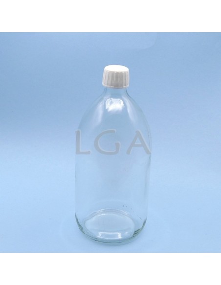 White glass round bottle ØPP28 1000ml