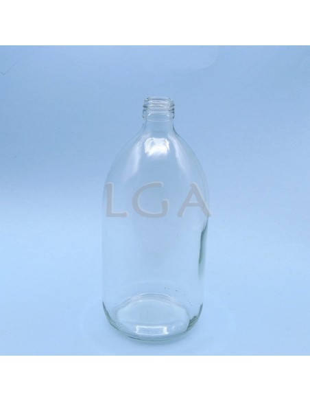 Rundes Fläschchen aus weißes Glas- ØPP28 1000ml