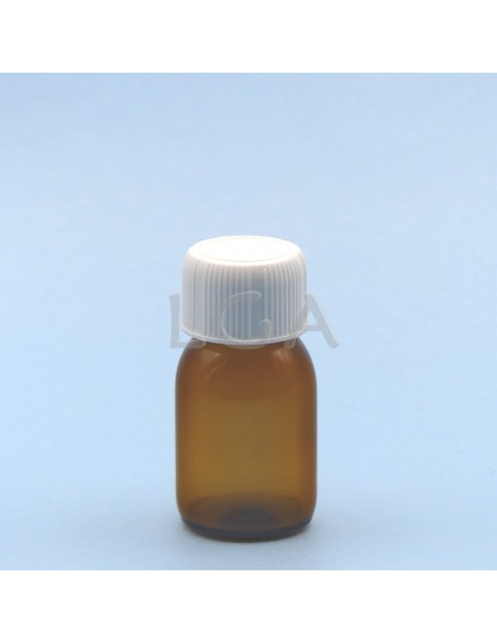 Amber glass round bottle ØPP28 30ml
