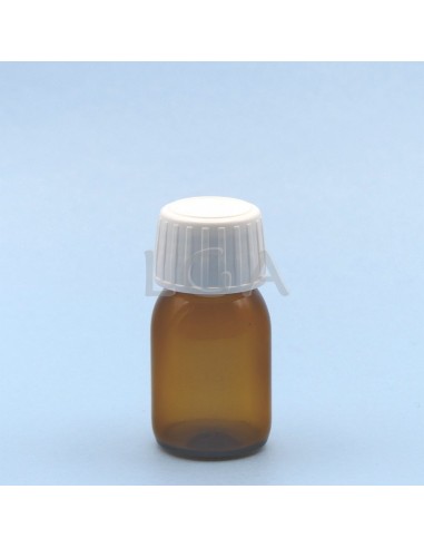 Amber glass round bottle ØPP28 30ml