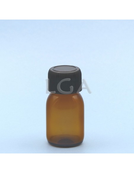 Amber glass round bottle ØPP28 30ml