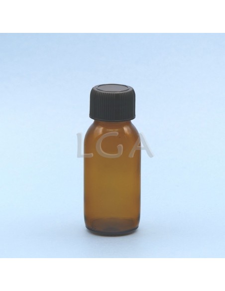 Amber glass round bottle ØPP28 60ml