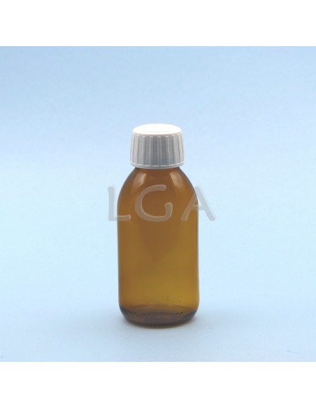 Flacon verre rond PP28 jaune 125ml
