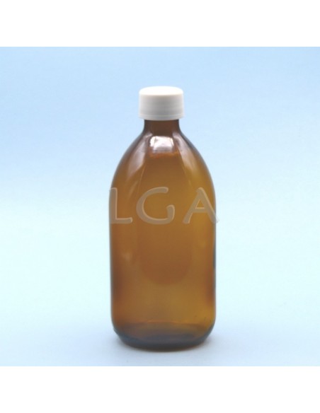 Amber glass round bottle ØPP28 500ml