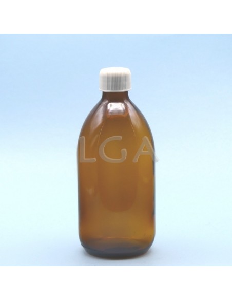 Flacone rotondo vetro ambra ØPP28 500ml