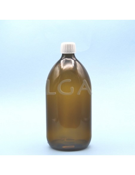 Flacon verre rond PP28 jaune 1000ml