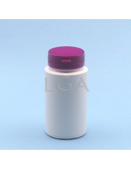 Pilulier plastique blanc 125ml, à couvercle inviolable