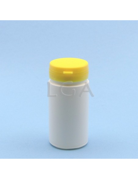 Pilulier plastique blanc 100ml, à couvercle inviolable