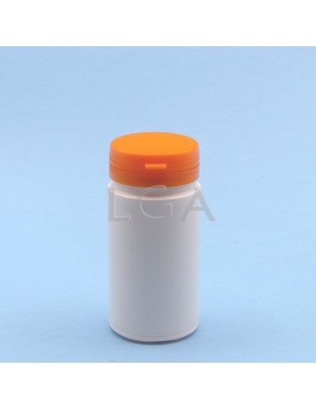 Pilulier plastique blanc 100ml, à couvercle inviolable