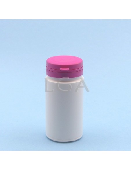 Pilulier plastique blanc 100ml, à couvercle inviolable