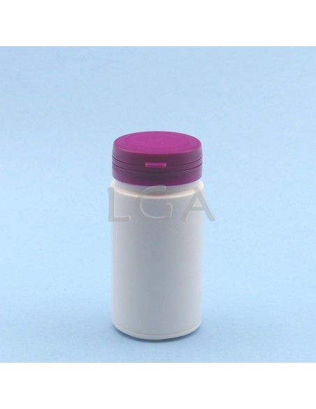 Pilulier plastique blanc 100ml, à couvercle inviolable