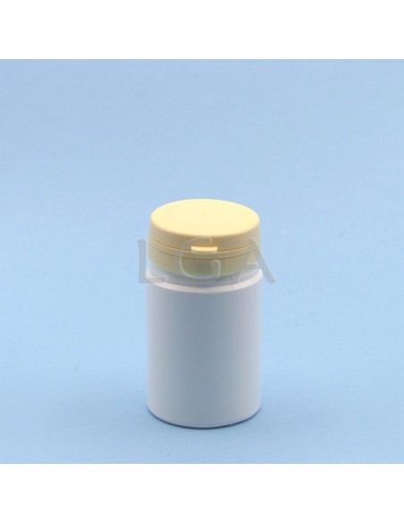 White plastic capsule box 75ml with impregnable wide cap