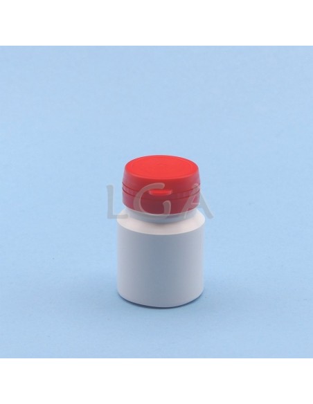 Kapselbox aus Plastik, weiße,   30ml mit Verschluss mit Sicherheitsgewinde