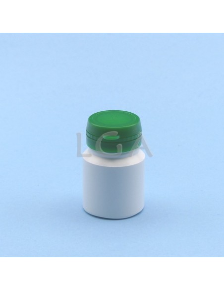 Pilulier plastique blanc 30ml, à couvercle inviolable