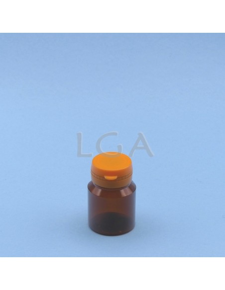 Crystal amber plastic capsule box 30ml with impregnable cap