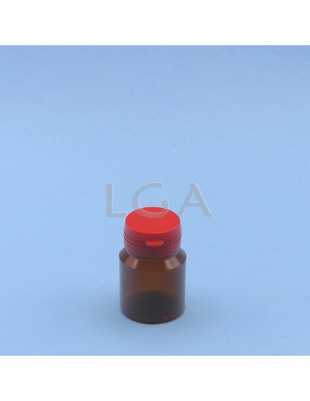 Kapselbox aus Plastik, bernsteinfarben, kristallen,  30ml mit Verschluss mit Sicherheitsgewinde