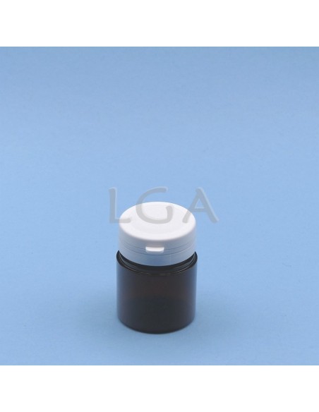 Zoppica a pillole in plastica cristallo ambrato 50ml con capsula antimanomissione