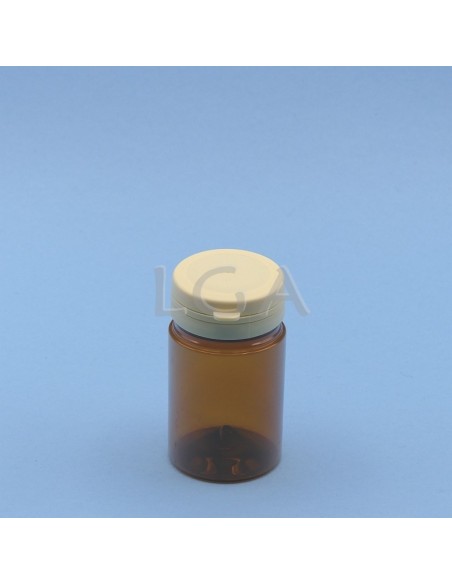 Zoppica a pillole in plastica cristallo ambrato 75ml con capsula antimanomissione