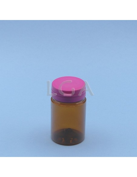 Kapselbox aus Plastik, bernsteinfarben, kristallen,  75ml mit Verschluss mit Sicherheitsgewinde
