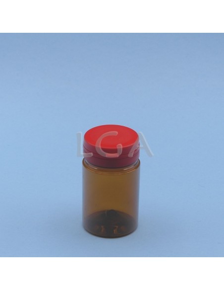 Crystal amber plastic capsule box 75ml with impregnable cap