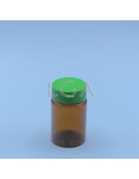 Crystal amber plastic capsule box 75ml with impregnable cap