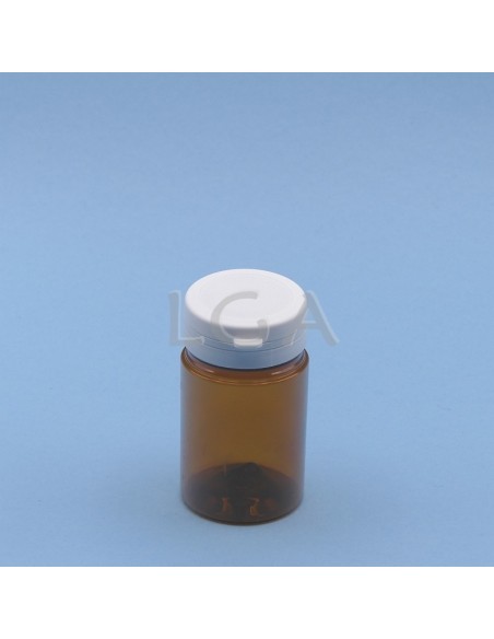 Cojee a píldoras plástico de cristal ámbar 75ml con cápsula de seguridad