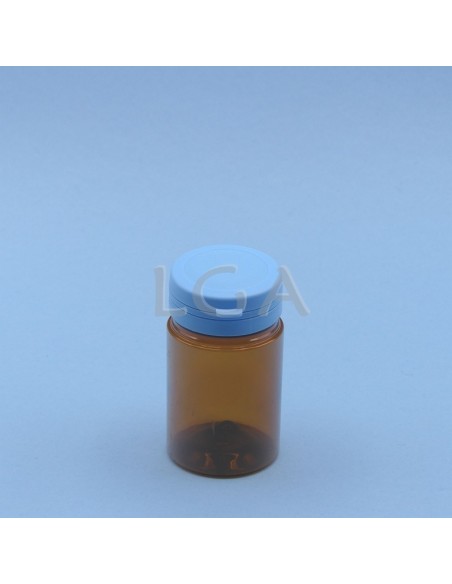 Kapselbox aus Plastik, bernsteinfarben, kristallen,  75ml mit Verschluss mit Sicherheitsgewinde