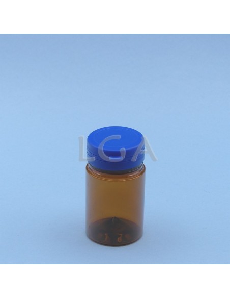 Kapselbox aus Plastik, bernsteinfarben, kristallen,  75ml mit Verschluss mit Sicherheitsgewinde
