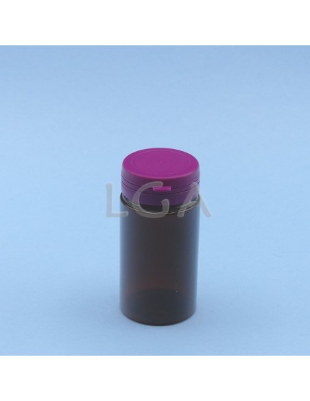Crystal amber plastic capsule box 100ml with impregnable cap