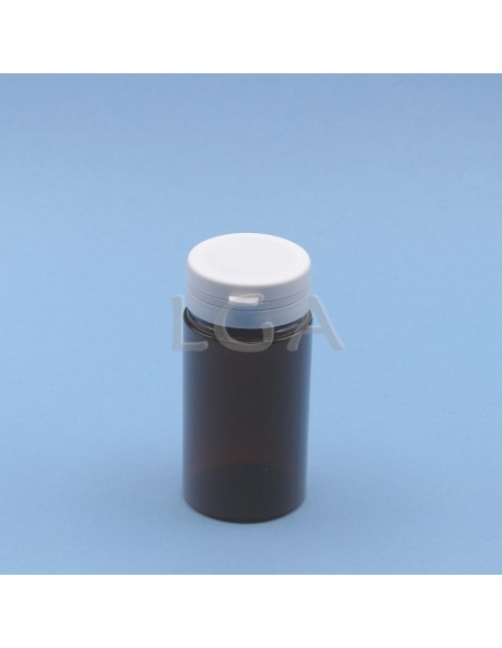 Crystal amber plastic capsule box 100ml with impregnable cap