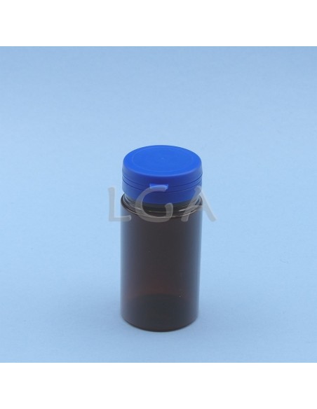Kapselbox aus Plastik, bernsteinfarben, kristallen, 100ml mit Verschluss mit Sicherheitsgewinde