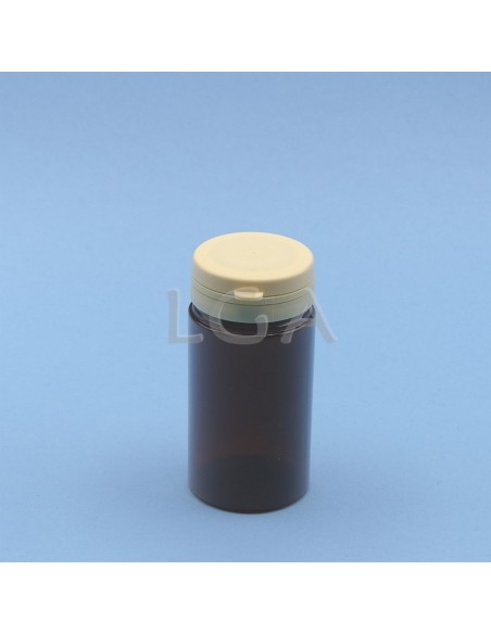 Zoppica a pillole in plastica cristallo ambrato 100ml con capsula antimanomissione