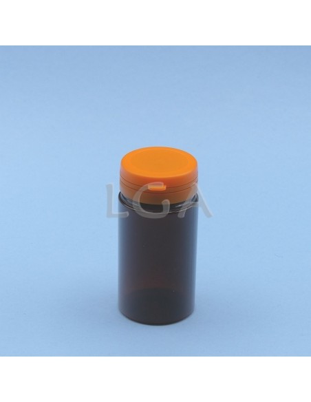 Crystal amber plastic capsule box 100ml with impregnable cap