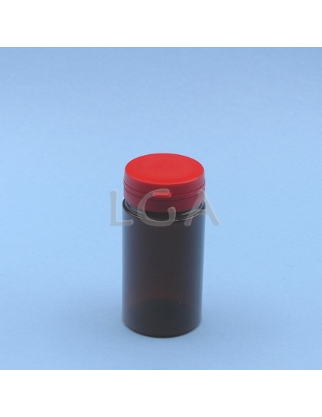 Kapselbox aus Plastik, bernsteinfarben, kristallen, 100ml mit Verschluss mit Sicherheitsgewinde