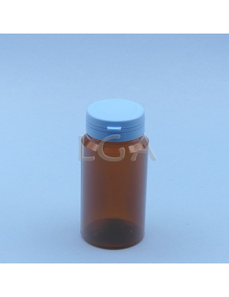Zoppica a pillole in plastica cristallo ambrato 125ml con capsula antimanomissione