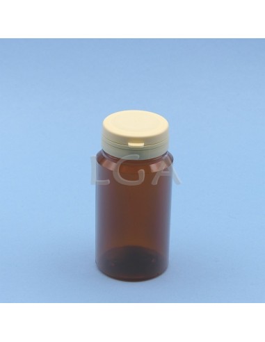 Pilulier plastique ambré cristal 125ml, à...