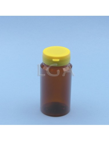 Pilulier plastique ambré cristal 125ml, à...