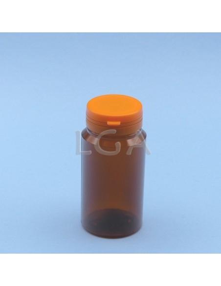 Zoppica a pillole in plastica cristallo ambrato 125ml con capsula antimanomissione