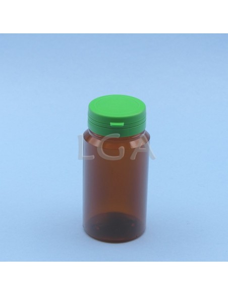 Cojee a píldoras plástico de cristal ámbar 125ml con cápsula de seguridad