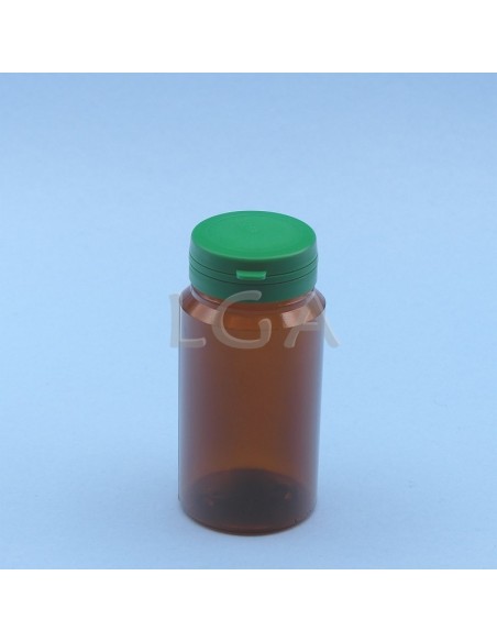 Crystal amber plastic capsule box 125ml with impregnable cap