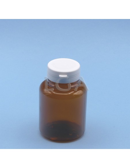 Cojee a píldoras plástico de cristal ámbar 200ml con cápsula de seguridad