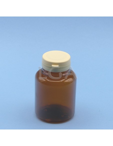 Zoppica a pillole in plastica cristallo ambrato 200ml con capsula antimanomissione