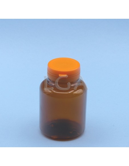 Kapselbox aus Plastik, bernsteinfarben, kristallen, 200ml mit Verschluss mit Sicherheitsgewinde